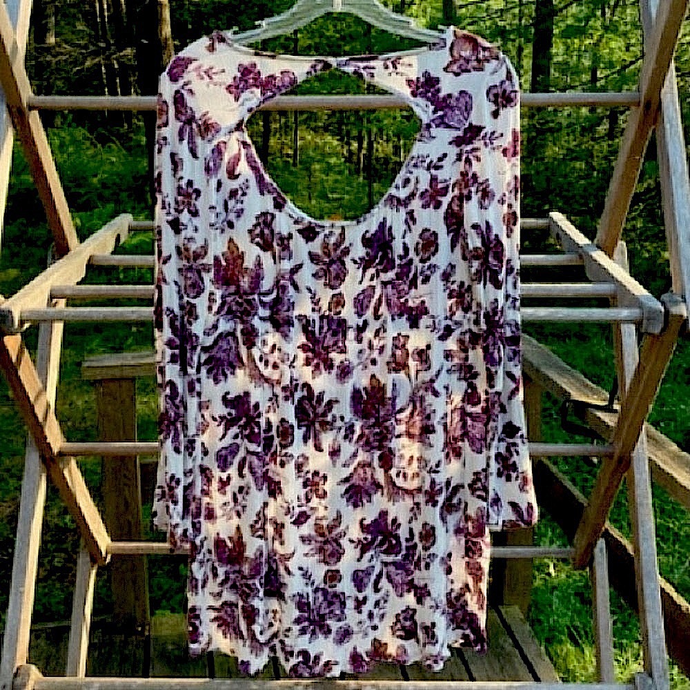 Boho CALIFORNIA GYPSY Dress Top Coverup Flowy White Purple Burgundy Size Medium